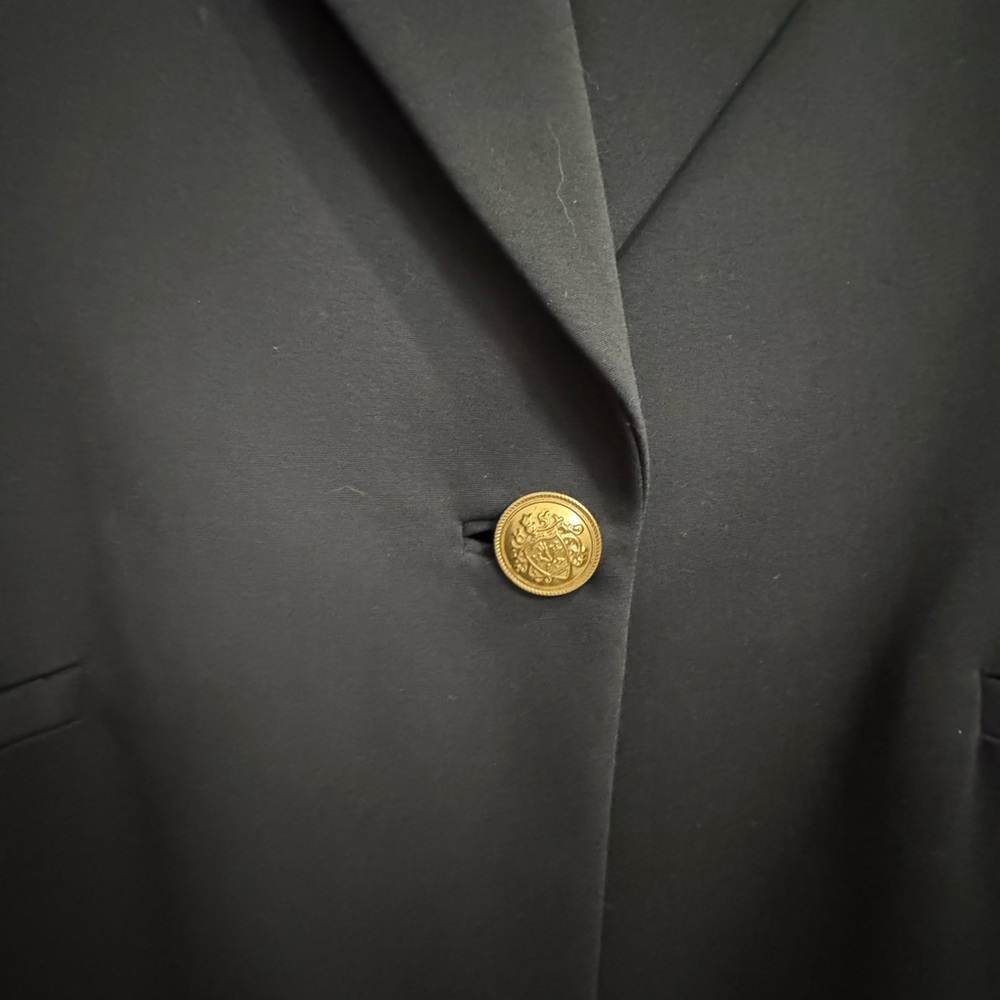 Alice + Olivia Black Long Blazer Coat with Gold Button - Picture 4 of 11